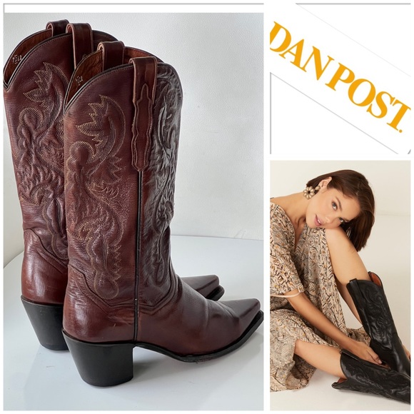 Dan Post Shoes Dan Post Maria Leather Cowboy Boots Brown Western Rodeo Coastal Cowgirl